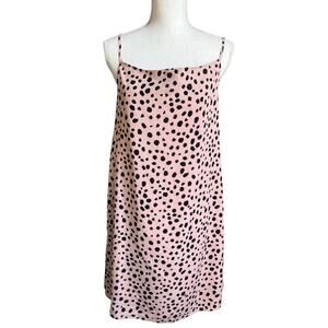 Listicle pink leopard print slip dress
